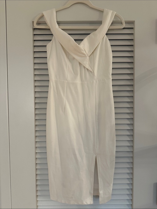 Lulus Dresses & Skirts - Lulus White Sleeveless Foldover Collar Sheath Midi Dress Small